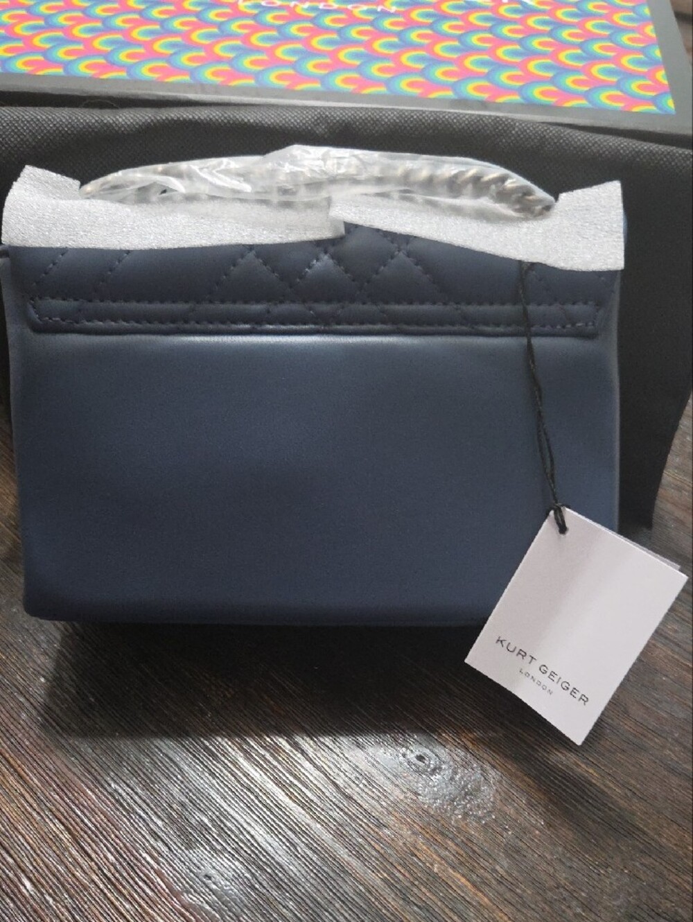 Kurt Geiger Quilted Denim Blue Crossbody Bag - Picture 3 of 7
